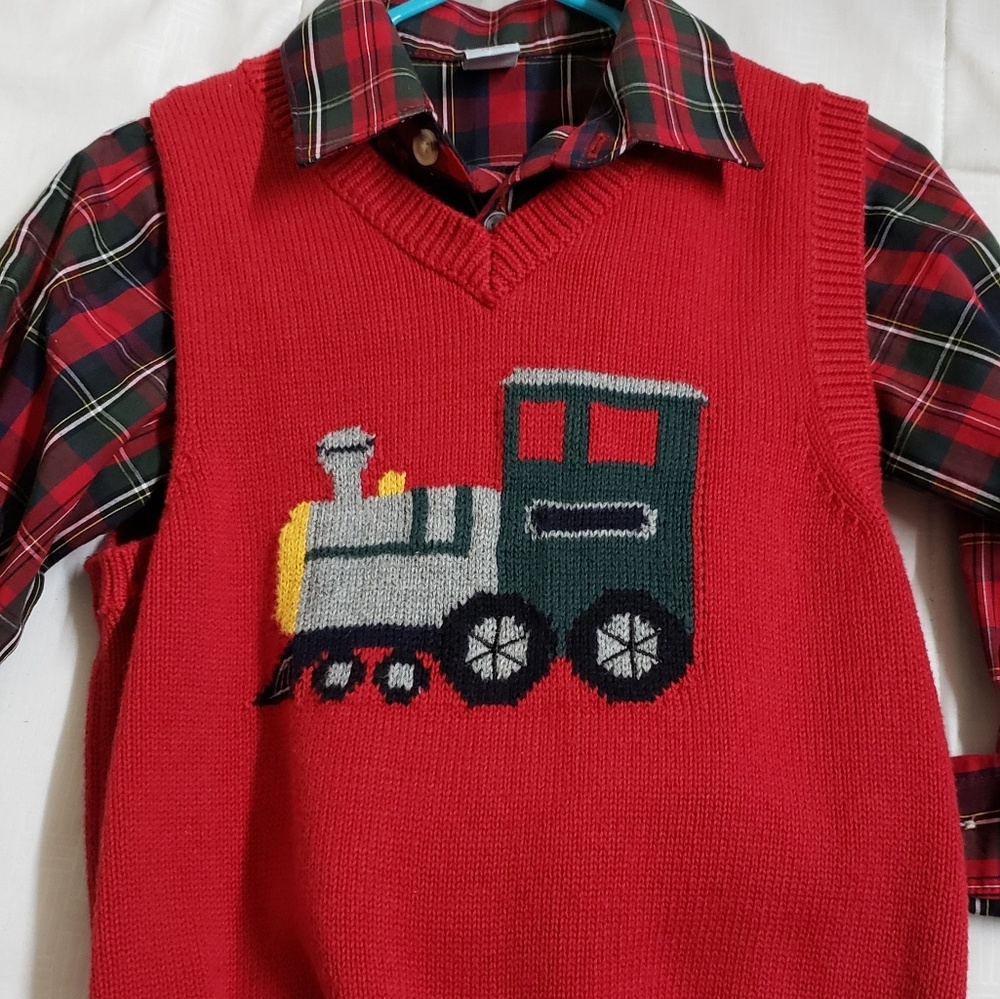 Plaid red and green toddler outfit